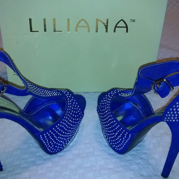 Liliana Peep Toe Stilettos with Silver Accent - Picture 1 of 7
